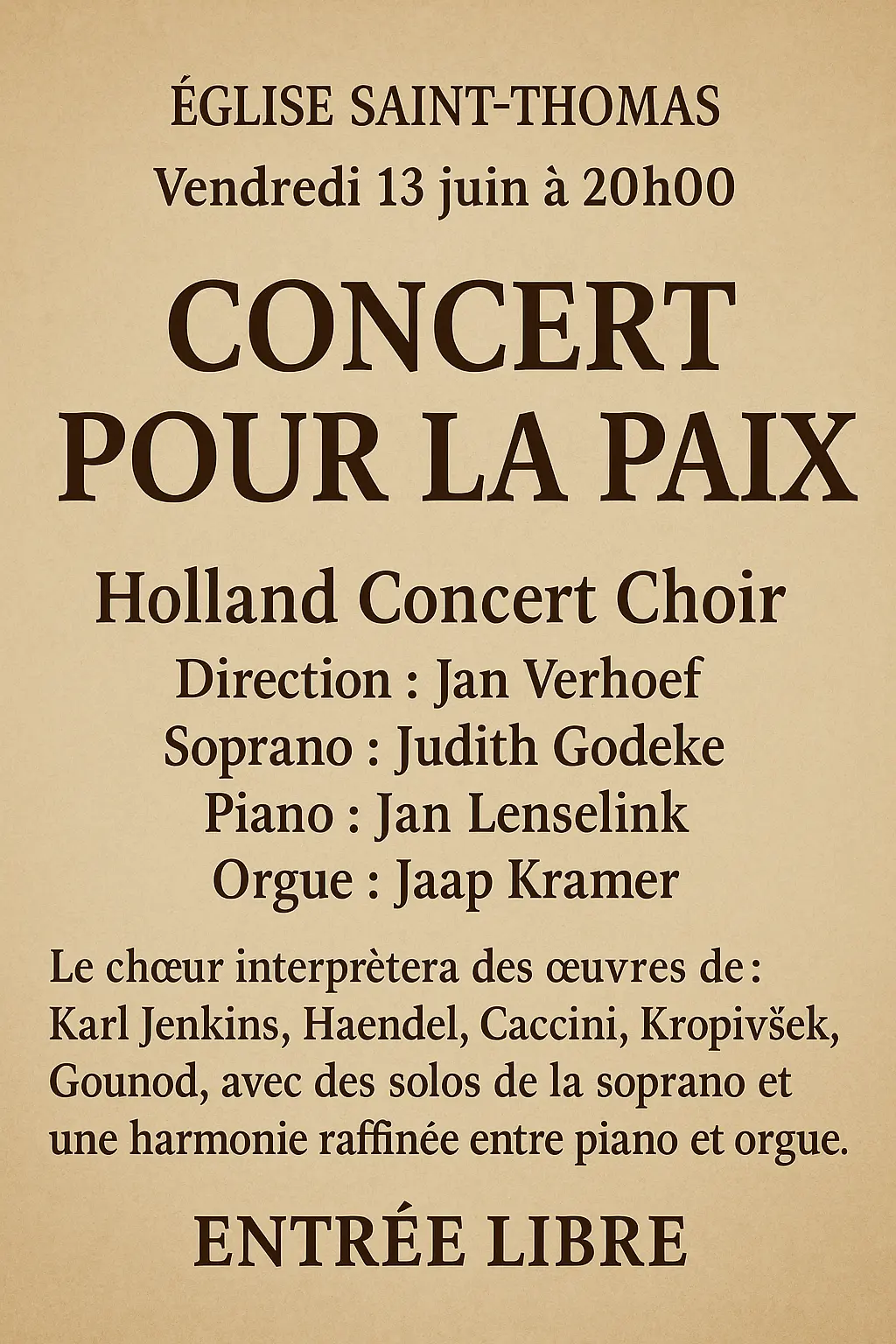 Concert pour la paix Saint Thomas Strasbourg