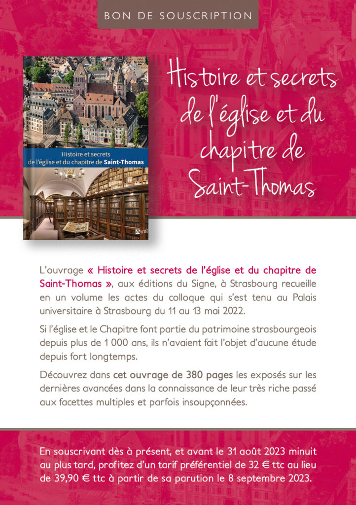 Bon de souscription du livre « Histoire et secrets de l’église et du chapitre de Saint-Thomas »